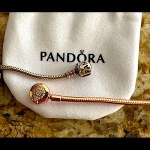 2 Pandora bracelets size 7” (silver and rose gold)